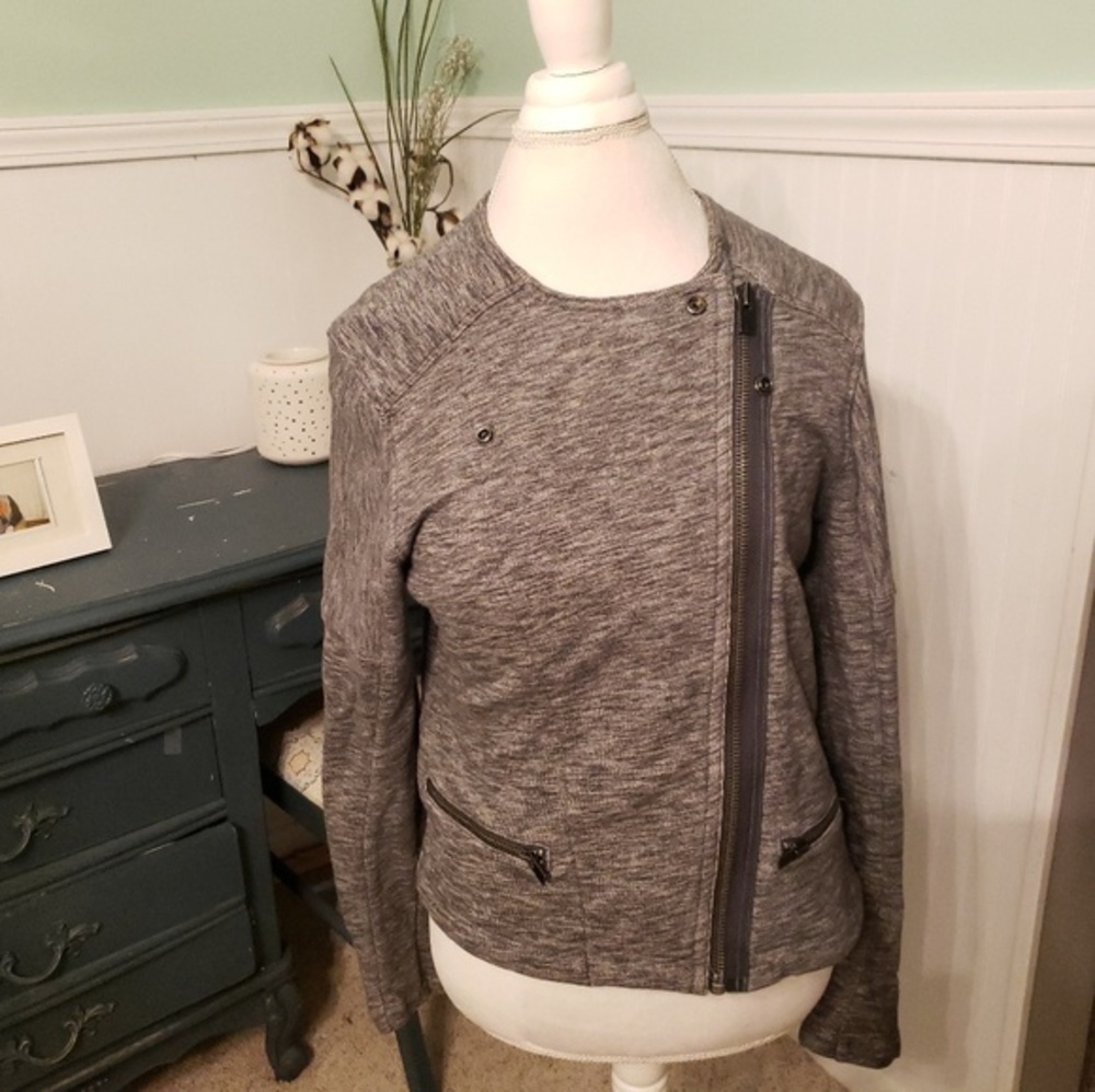 GAP heather grey side zip up jacket large